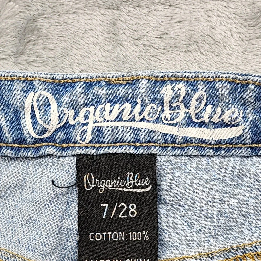 Organic Blue‎ Jeans Womens 7/28 Blue High Rise Relaxed Straight Carpenter Denim